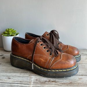 Dr Martens 8651 Platform Oxford Lace Up Vintage Brown Leather England Size 9